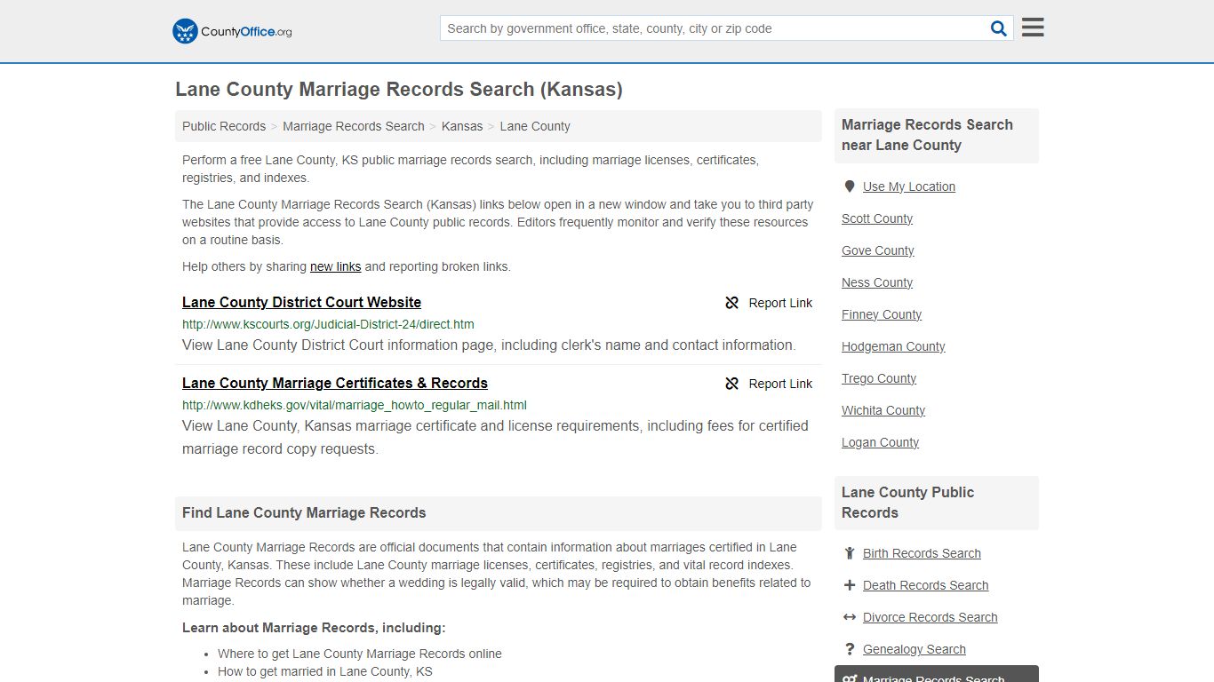 Marriage Records Search - Lane County, KS (Marriage Licenses ...